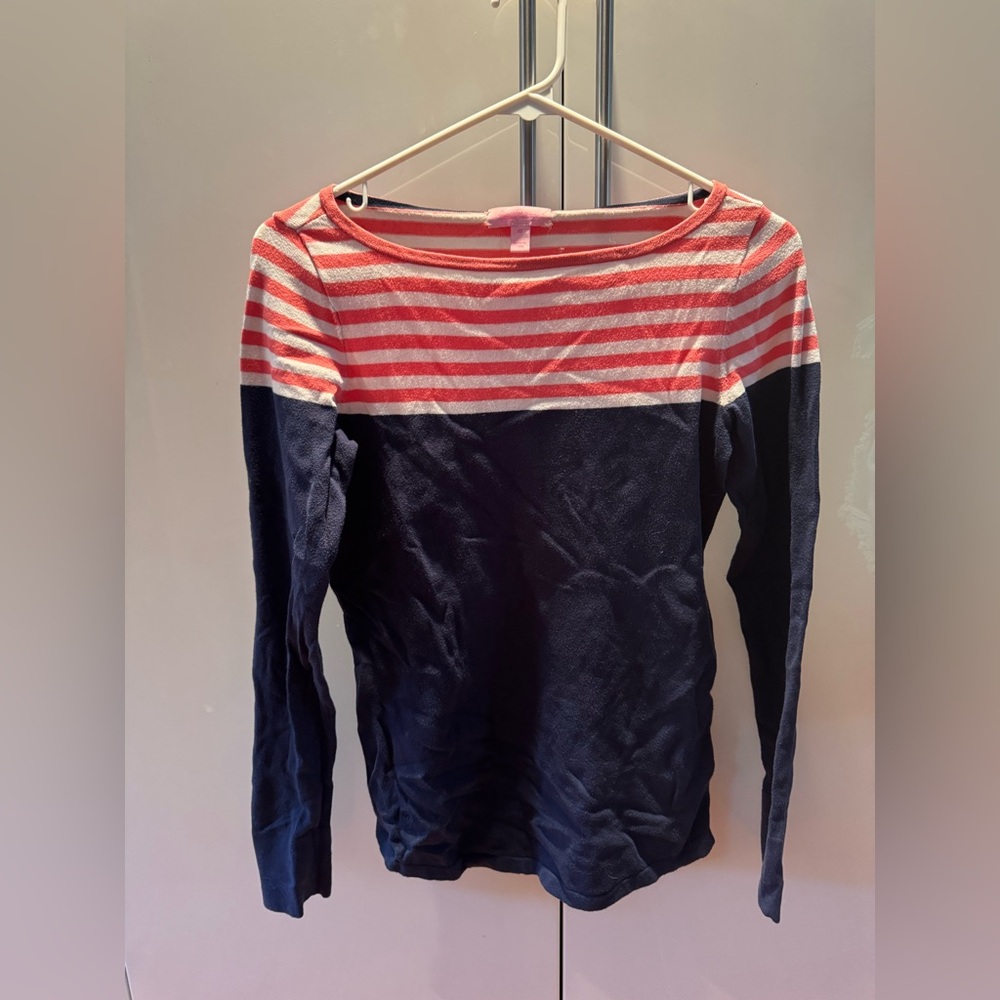 Lilly Pulitzer Coral and Navy Striped sweater